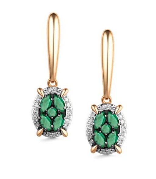 Серьги золотые 25930-101 | Кольцо золотое 15930-101 купить по цене 65175 руб. в ювелирном магазине ⭐️ «Золотая Подкова»