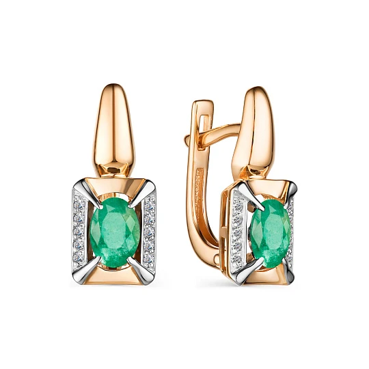 Серьги золотые 23933-101 | Серьги с изумрудами купить по выгодной цене в ювелирном магазине ⭐️ «Золотая Подкова»