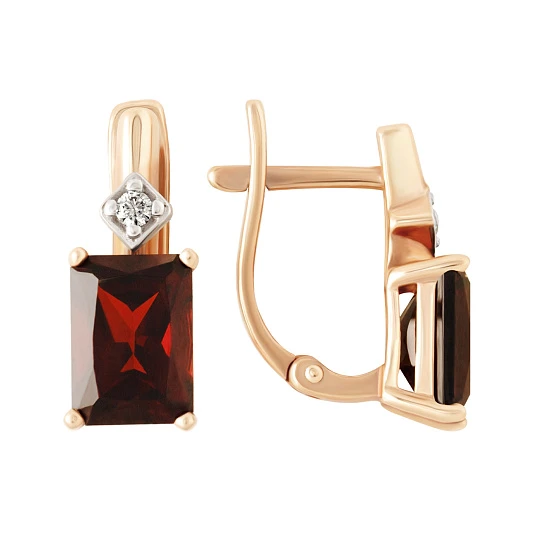 Серьги золотые 1022-11130-G | Серьги с гранатом купить по выгодной цене в ювелирном магазине ⭐️ «Золотая Подкова»
